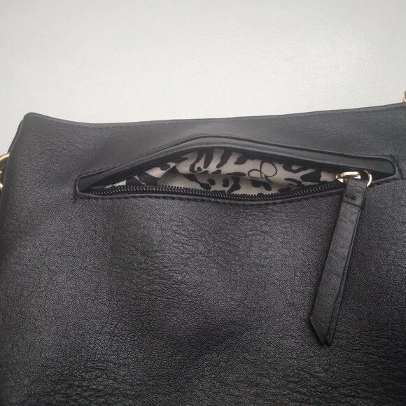 Jessica Simpson Black with Gold Tone Accents Faux Leather Crossbody Bag - Picture 5 of 10